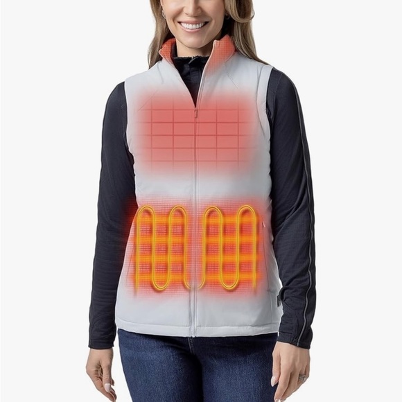 ORORO Quilted Heated Best Grey Medium Water Resistant Zip Front/Pockets NWT - Picture 9 of 17